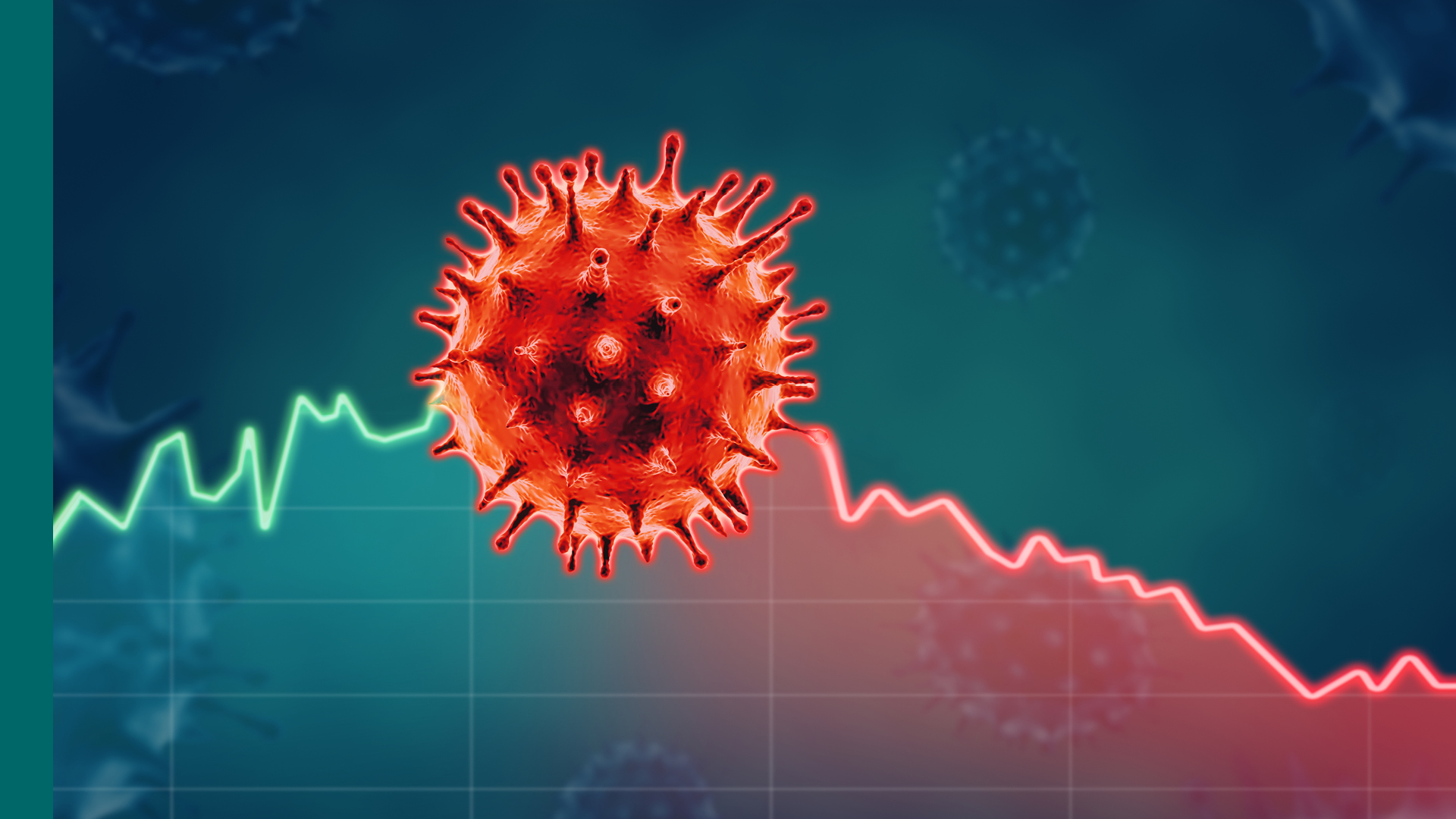 En graf med en illustration av ett virus