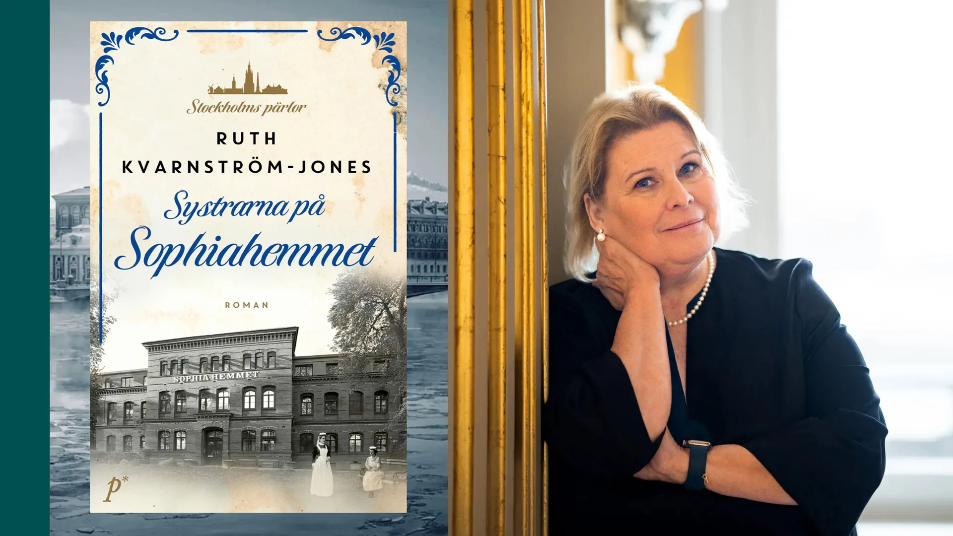 orträtt Ruth Kvarnström-Jones och bokomslag
